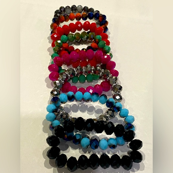 8-Piece Bundle Briolette Bead Stretch Bracelet - Picture 2 of 16
